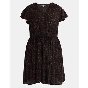 Terra Sky‎ Babydoll Mini Flutter Dress Size 2X Beautiful Animal Print Plus Size